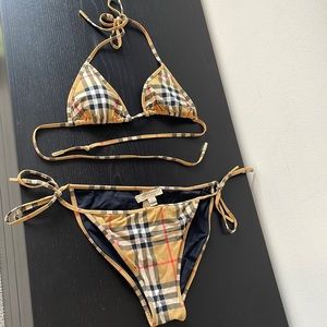 Burberry Vintage Check Stretch Nylon Triangle Bikini